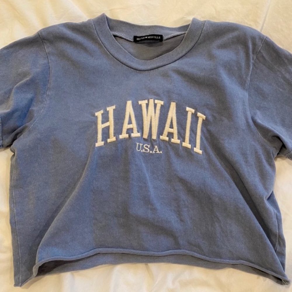 cropped hawaii embroidered shirt
